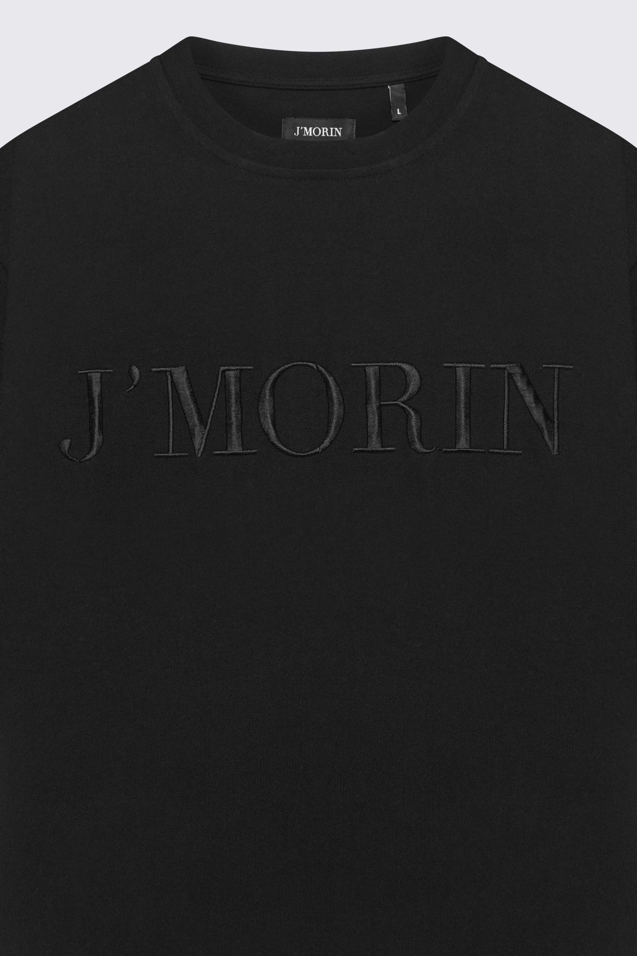 Elegant J'MORIN embroidered logo, short sleeve, regular fit t - shirt- BLACK