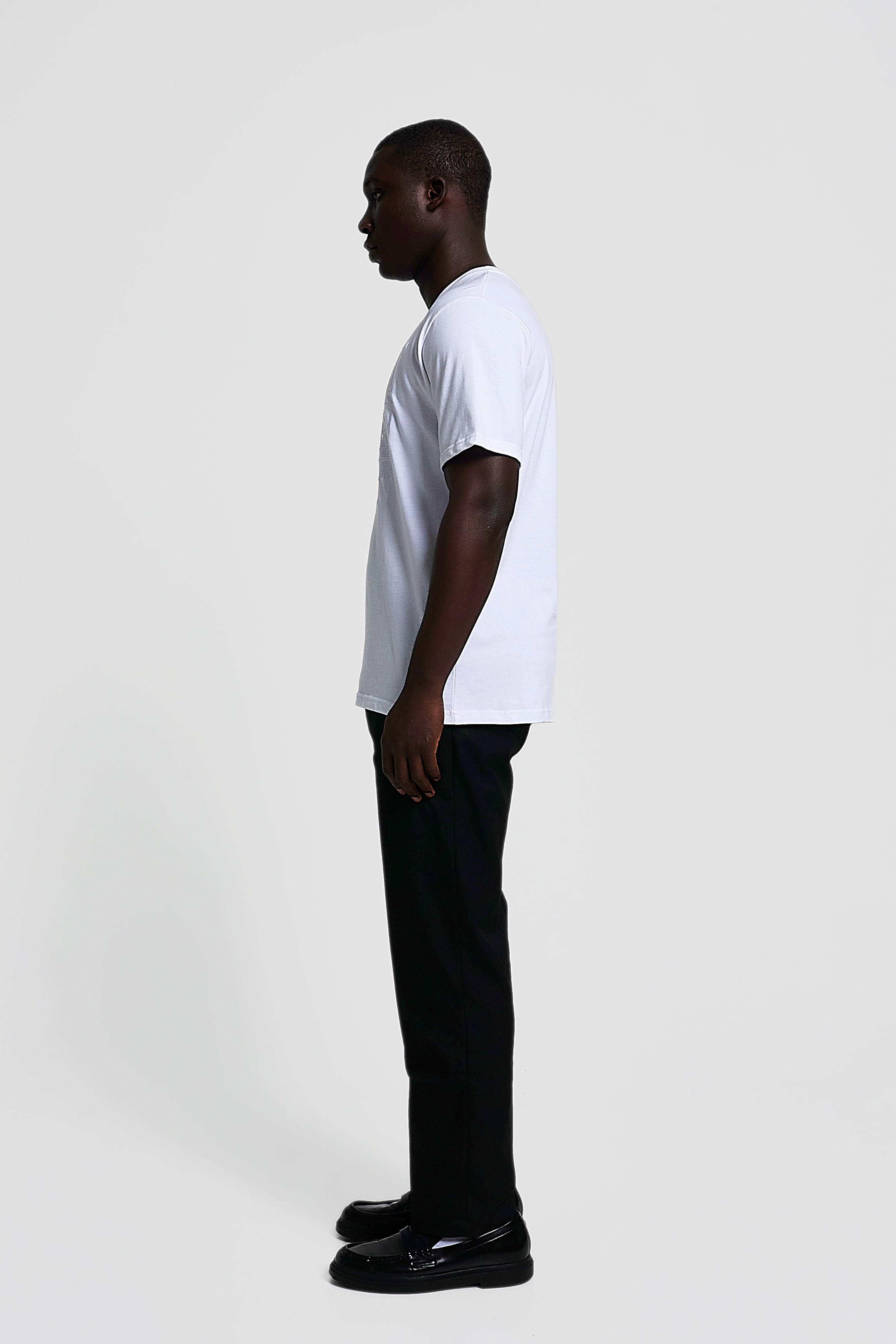 Embroidered Greek pattern short - sleeve, regular fit t-shirt -WHITE