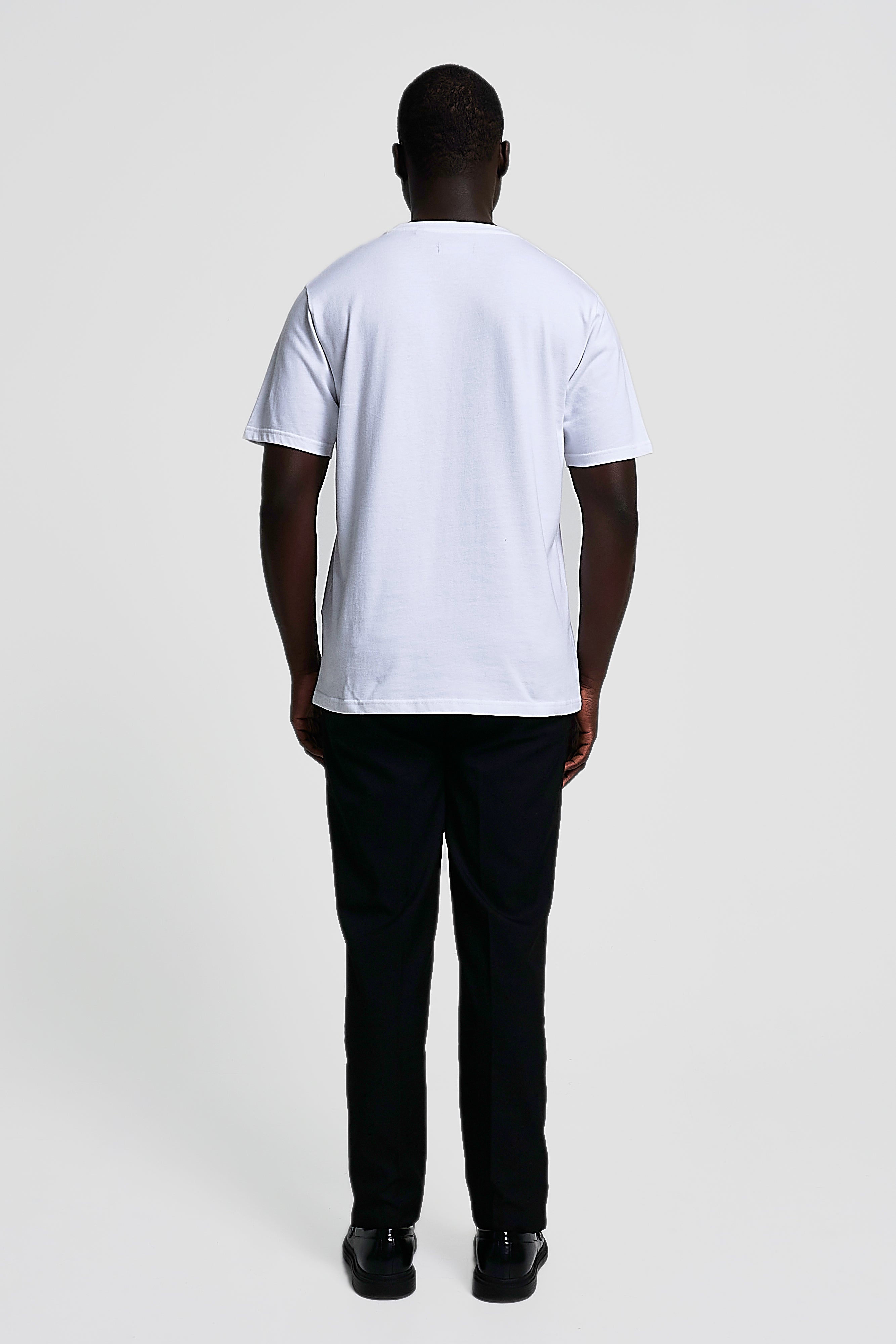 Embroidered Greek pattern short - sleeve, regular fit t-shirt -WHITE