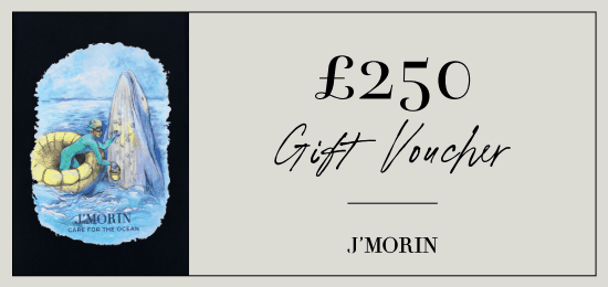 £250 J'MORIN gift voucher with ocean-themed artwork and flexible redemption online