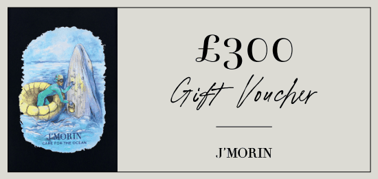 £300 J’MORIN gift voucher with ocean-inspired artwork and elegant design