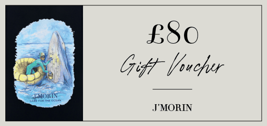 £80 J’MORIN Gift Voucher with ocean-themed artwork and brand logo