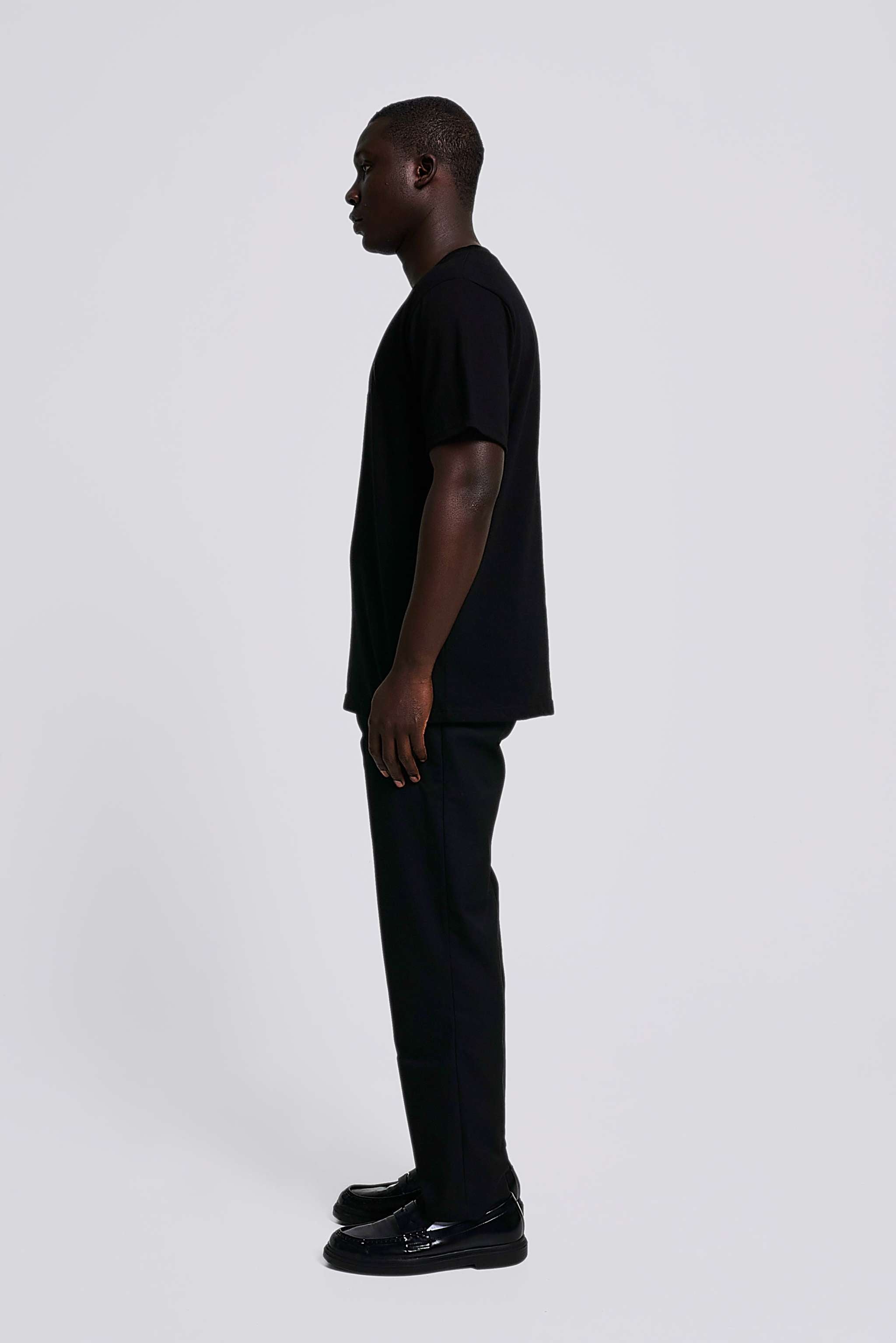 Elegant J'MORIN embroidered logo, short sleeve, regular fit t - shirt- BLACK